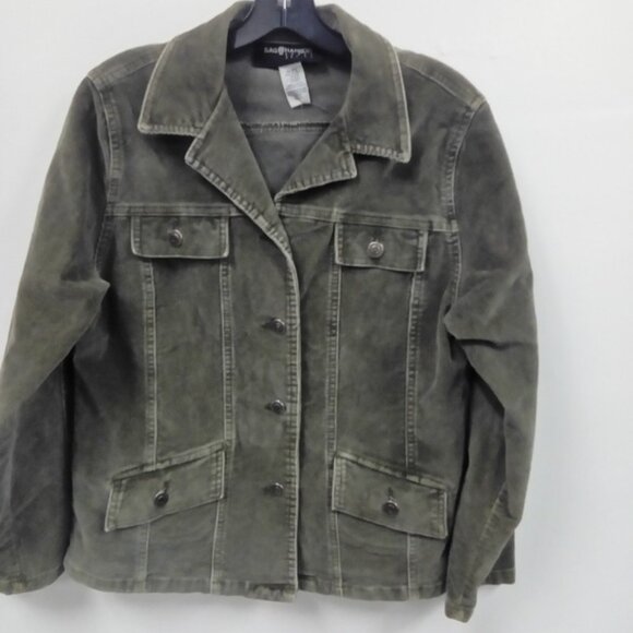 Sag Harbor Green Corduroy Jacket size PETITE S - Picture 2 of 3